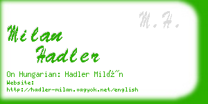 milan hadler business card